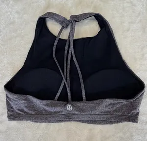 lululemon athletica High-Neck Strappy Sports Bra in Dark Charcoal thumbnail 2