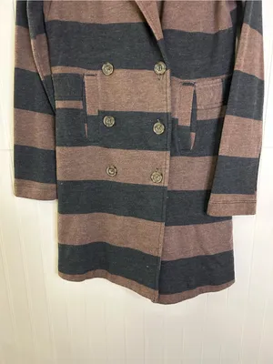 Splendid Black/Brown Stripe Lightweight Terry Knit Peacoat Size Small thumbnail 4