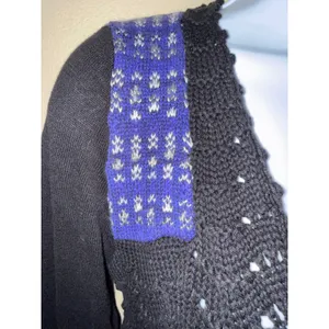 Free People Black Mixed Media Crochet Pointelle Peplum Cardigan Sweater S Indie thumbnail 4