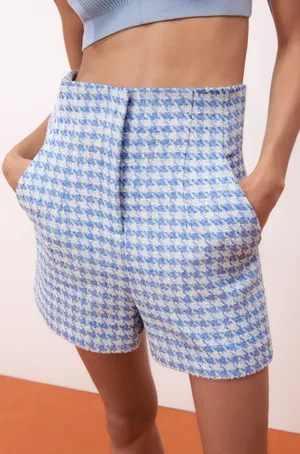 ZARA High Waisted Blue Shorts thumbnail 1
