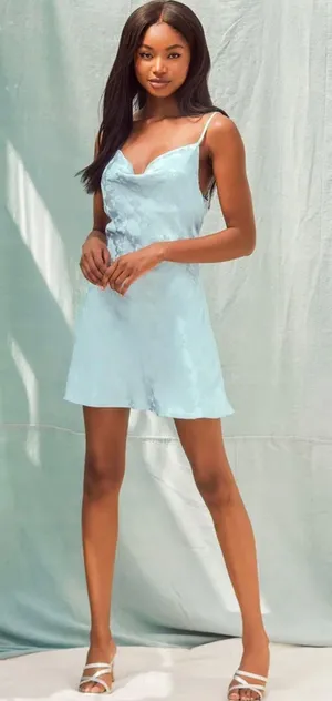 Lulus Blue Satin Slip Dress thumbnail 2