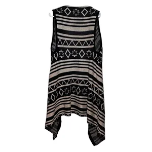 Win Win Women's Printed Long Sweater Vest Black Cream‎ Size L/XL thumbnail 2