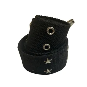 Black Belt Y2K Punk Scene Emo Star Studded Canvas Deadstock Double Grommet 39" thumbnail 2