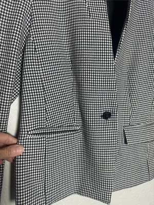 NEW Banana Republic Black White Houndstooth Cropped Blazer Classic Preppy Size 4 thumbnail 2