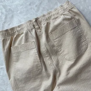 Madewell Emmett Wide-Leg Crop Pants Herringbone Stripe Cream Beige M thumbnail 3