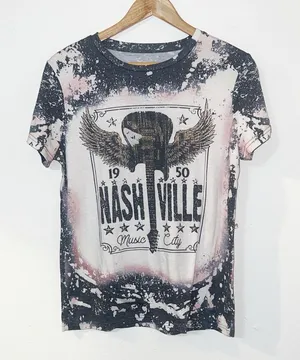 Amazon Nashville tie dye graphic black white and brown short sleeve tshirt thumbnail 1
