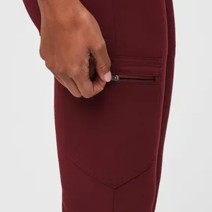 Figs Zamora Jogger Scrub Pants Burgundy Drawstring Waist Slim Fit Large Tall thumbnail 3