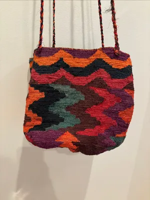 Free People Handwoven Bag Moroccan Kilim Colorful Basket Purse thumbnail 4