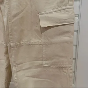 MNG Ecru Cargo Jeans Sz 2 Straight Leg Cream Mango thumbnail 3