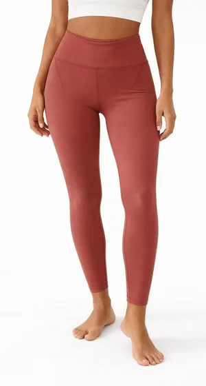 Lululemon Mid Rise 7/8 Leggings Dark Terracotta Mesh Panels Athleisure Size 4 thumbnail 1