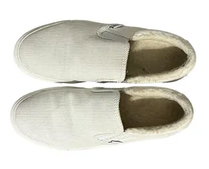 J Crew Woman's Ivory Corduroy Slip-On Sneakers with Sherpa Lining Cozy Size 9 thumbnail 2