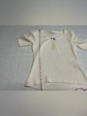 Madewell Max Studio London Cream Textured Ribbed Top NWT Size Small thumbnail 4