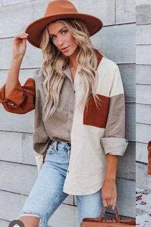 VICI Mav Colorblock Corduroy Shacket thumbnail 1