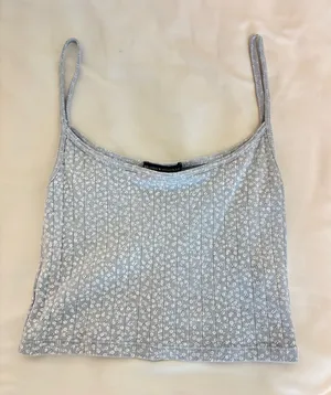 Brandy Melville Tank Top Blue White Floral thumbnail 1