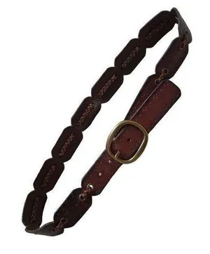 VTG Belt Braided Linked Leather Hippy Boho Hand Tooled Flowers Brass Buckle 37” thumbnail 1
