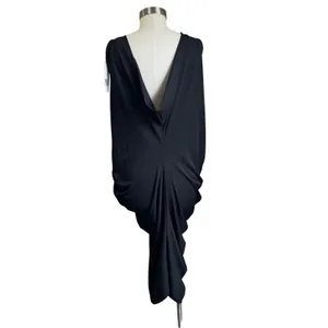 Zara‎ Black Draped Midi Dress XS NWT Elegant Minimalist Cocktail Chic thumbnail 2