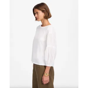 Madewell Puff Sleeve Drop Shoulder Knit Top Cotton Viscose White Small NWT thumbnail 3