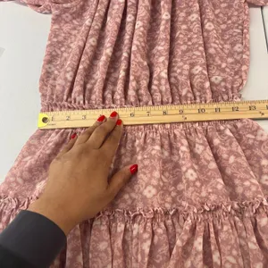Misa Los Angeles Tiered A Line Mini Dress Womens Small Dusty Rose Floral Smocked thumbnail 13