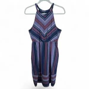 Carve Designs Womens Mabel Navy Deckside Small Organic Cotton Striped Midi Dress thumbnail 2