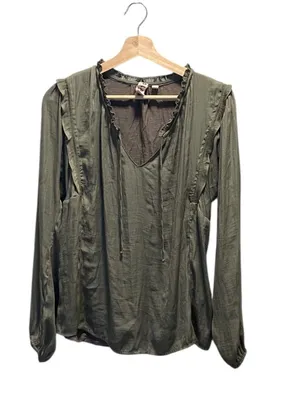 Dolan Anthropologie Prairie Blouse Olive Green Size M Boho Cottagecore Spring thumbnail 2