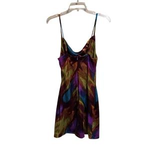 Urban Outfitters‎ Velvet Slip Dress Size Small Multicolor Abstract Print thumbnail 2