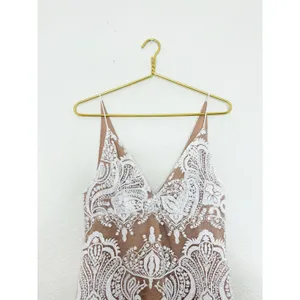 Free People Lace Night Shimmers Mini Dress Size 4 White Sequin Ivory Bridal thumbnail 5
