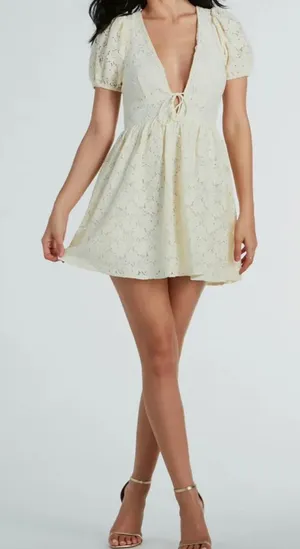 Windsor Cream Lace Midi Dress thumbnail 1