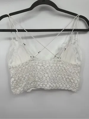 Free People FP One Adella Lace Bralette M White Crochet Boho Crop Top thumbnail 4