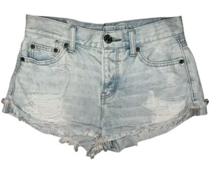 American Eagle women's denim shorts distressed light wash frayed raw hem size 0 thumbnail 1