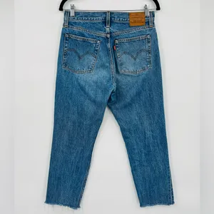 Levi’s Wedgie Cropped Ankle High Rise Distressed Raw Hem Jeans High Waisted 27 thumbnail 7
