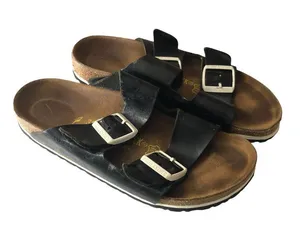Birkenstock Arizona Sandals Black Contrast White Buckles 38 Narrow Womens Size 7 thumbnail 1