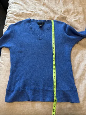 Tahari 100% ExtraFine Merino Wool Blue Sweater thumbnail 6