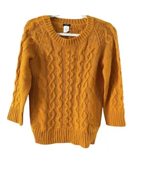 J. Crew Women's Cable Knit Crewneck Sweater — Mustard thumbnail 2
