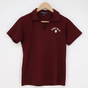 Sport-Tek Garnet Valley Maroon V-Neck Polo Shirt Small Burgundy Paw Print Logo thumbnail 1