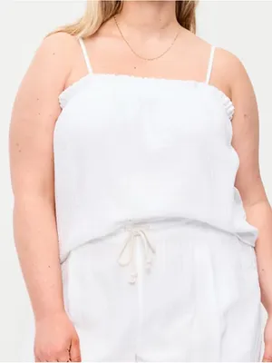 Old Navy Crinkle Gauze Tank Top Spaghetti Strap XXLT Key Hole Elastic Tie Back thumbnail 1