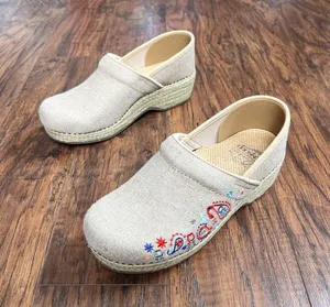 Dansko • Jute Pro clogs vegan Linen Embroidered Natural burlap platform slip on thumbnail 10