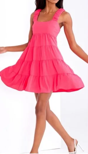 Amanda Uprichard Nicolia Tiered Mini Dress: Begonia Pink thumbnail 1