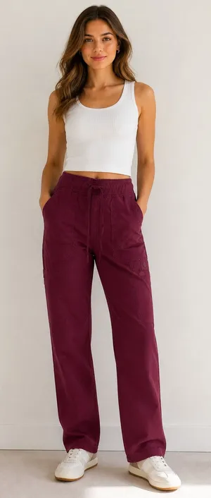 Dickies Tall XS Burgundy Drawstring Cargo Pants thumbnail 1
