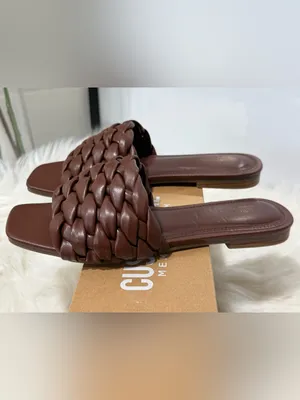 Cushionaire Aramis Brown Woven Slide Sandals - Size 9.5M - Good Condition thumbnail 2