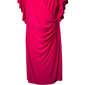 Lauren Ralph Lauren Pink V-Neck Ruched Midi‎ Dress Special Occasion Evening 10 thumbnail 5