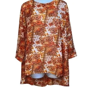 THE LIMITED Oversized High‎ Low Tunic Oranges & Cream 3/4" Sleeves NWOT Large thumbnail 2