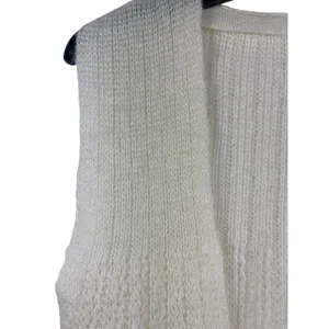 VTG Women’s Ivory Knit Open Front Sweater Vest Textured Lightweight Gradmacore S thumbnail 4