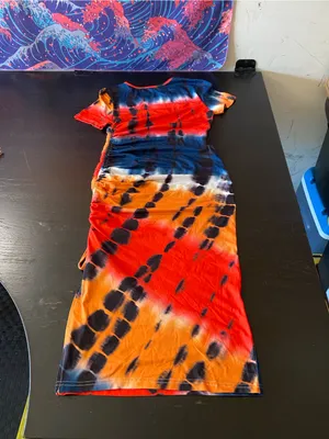 SheIn Tie-Dye Short Sleeve Maxi Dress - Multicolor thumbnail 6