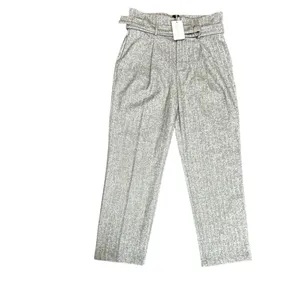 Line & Dot Paola Wool Blend High Rise Belted Trousers Grey L NWT thumbnail 6