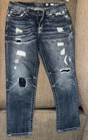 Miss Me Boyfriend Distressed Dark Blue Ripped Jeans 29 thumbnail 1