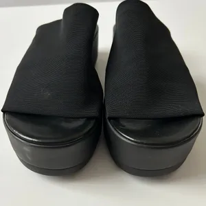 Steve Madden Slinky Platform Sandals Fabric Black 7 Made in Italy Y2K Retro thumbnail 3