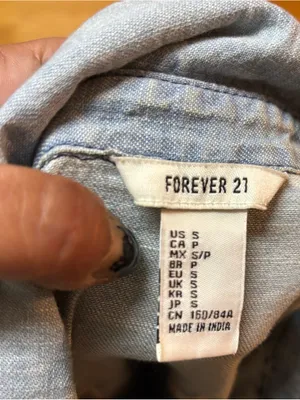 Vintage Forever 21 Embroidered Tender Lovin Boho Coastal Cowgirl Chambray Top S thumbnail 4
