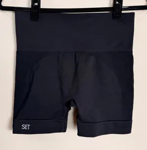 Set Active Sculptflex Bike Shorts Onyx Black High Waisted Seamless Womens M thumbnail 1