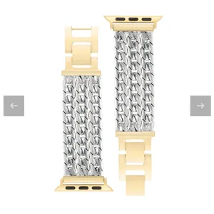 Anne Klein -Apple watch Band only **WATCH NOT INCLUDED **3 row link band, silver/gold thumbnail 3