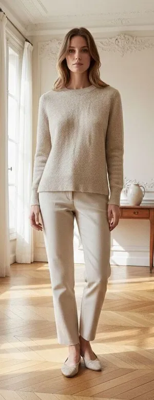 J. Crew Extra Soft Crewneck Sweater Heather Oatmeal Tan Small thumbnail 1